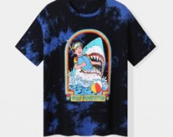 Slogan Figure & Shark Graphic Tie Dye Tee