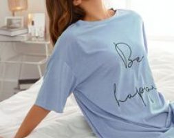 Slogan Graphic Drop Shoulder Night Dress