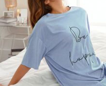 Slogan Graphic Drop Shoulder Night Dress