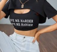 Slogan Graphic Tank Top With Super Crop Tee