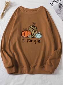 Slogan Pumpkin Graphic Sweatshirt