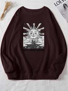 Slogan Sun Graphic Sweatshirt