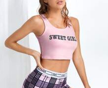 Slogan & Plaid Print PJ Set