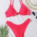 Smocked Underwire High Cut Bikini Swimsuit