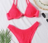 Smocked Underwire High Cut Bikini Swimsuit