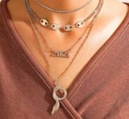 Snake Pendant Layered Chain Necklace