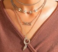 Snake Pendant Layered Chain Necklace