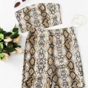 Snakeskin Bandeau & High-Rise Biker Shorts Set