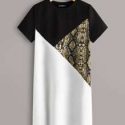 Snakeskin Colorblock Tee Dress