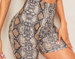 Snakeskin Print Cycling Leggings