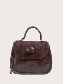 Snap Button Satchel Bag