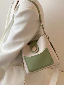 Snap Button Shoulder Bag