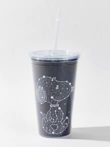 Snoopy Print Cup With Straw