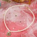 Snowflake Decor Faux Pearl Beaded Necklace