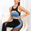 Softness Color Block Sports Bra & Mesh Insert Leggings Set