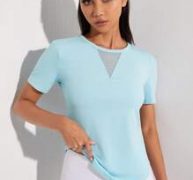 Softness High Stretch Sheer Mesh Insert Sports Top
