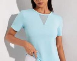 Softness High Stretch Sheer Mesh Insert Sports Top