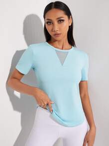 Softness High Stretch Sheer Mesh Insert Sports Top