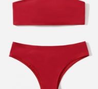 Solid Bandeau Bikini Swimsuit