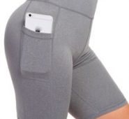 Solid Biker Shorts With Phone Pocket