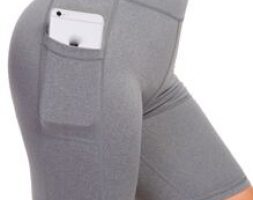 Solid Biker Shorts With Phone Pocket