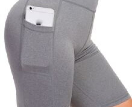 Solid Biker Shorts With Phone Pocket