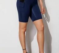 Solid Biker Shorts With Phone Pocket