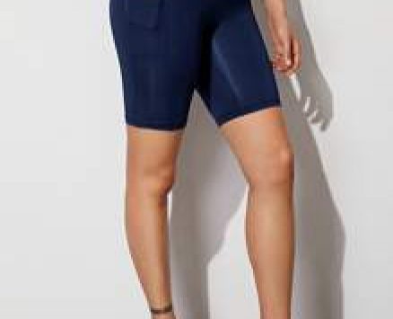 Solid Biker Shorts With Phone Pocket