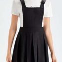 Solid Buckle Pinafore Dress