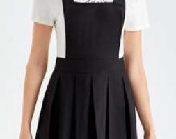 Solid Buckle Pinafore Dress