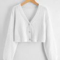 Solid Button Front Waffle Cardigan