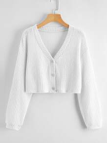 Solid Button Front Waffle Cardigan