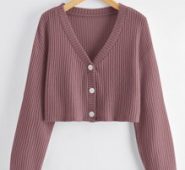 Solid Button Front Waffle Cardigan
