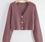 Solid Button Front Waffle Cardigan