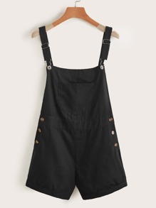 Solid Button Pocket Cuffed Jumpsuit