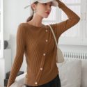 Solid Button Side Sweater