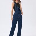 Solid Buttoned Denim Overall