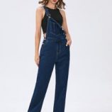 Solid Buttoned Denim Overall