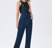 Solid Buttoned Denim Overall