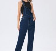Solid Buttoned Denim Overall