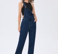 Solid Buttoned Denim Overall