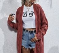 Solid Cable Knit Open Front Cardigan