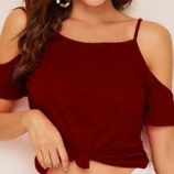 Solid Cold Shoulder Top