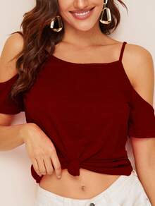 Solid Cold Shoulder Top