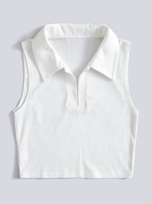 Solid Collar Tank Top