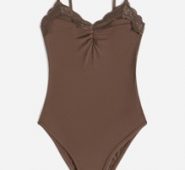 Solid Contrast Lace Ruched Cami Bodysuit