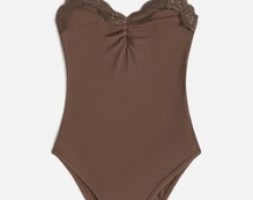 Solid Contrast Lace Ruched Cami Bodysuit
