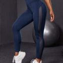 Solid Contrast Mesh Sports Leggings