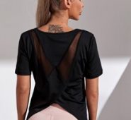 Solid Contrast Mesh Sports Tee