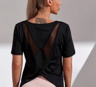 Solid Contrast Mesh Sports Tee